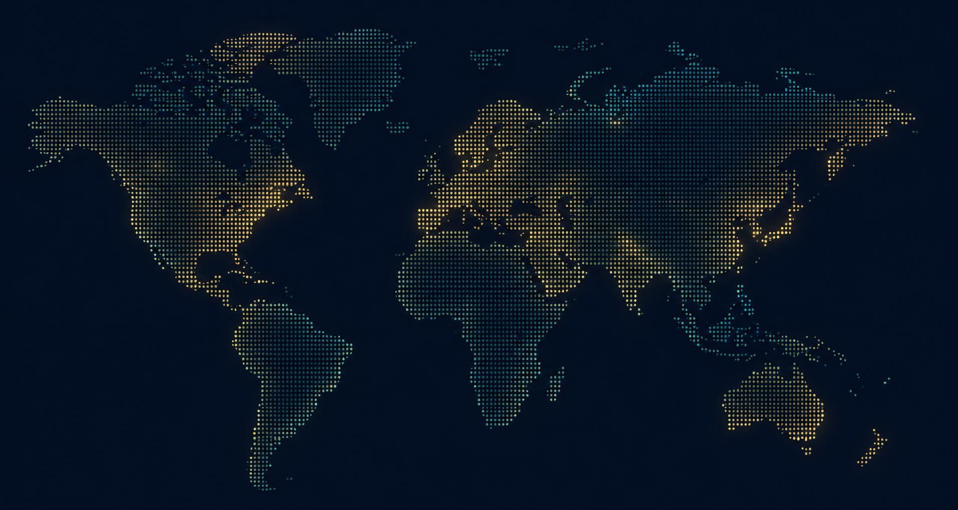 Dotted world map showing where One Island, One World participants have joined